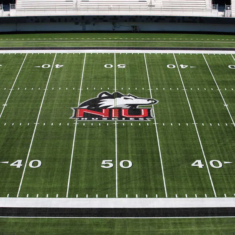 NIU logo in the center of the field